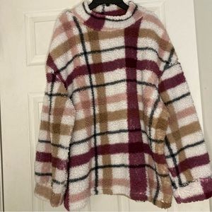 Massini size 1X plaid Sherpa sweater